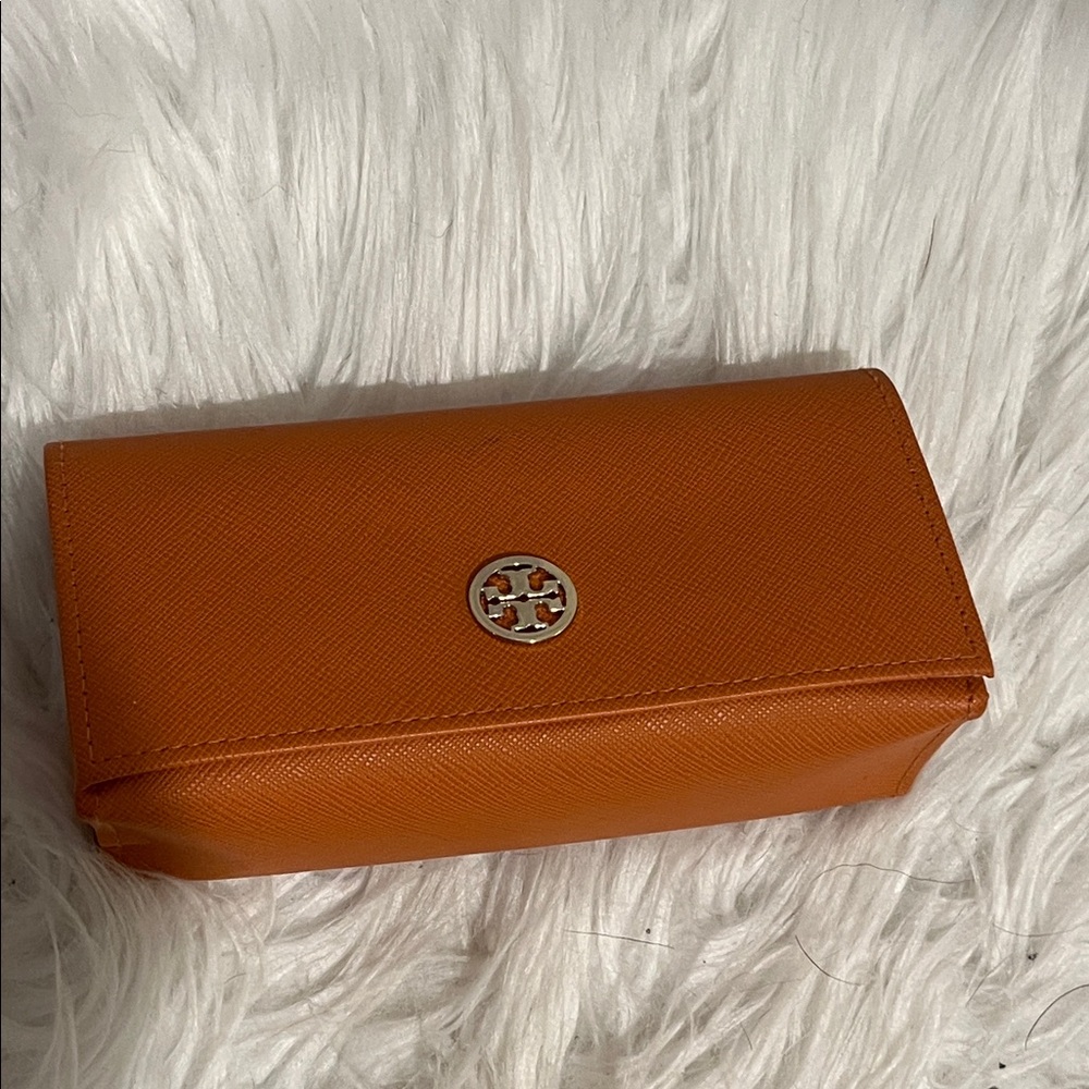 Tory Burch Orange Glasses Case with Logo Accent